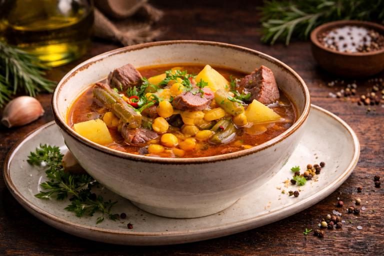 soup in white ceramic bowl