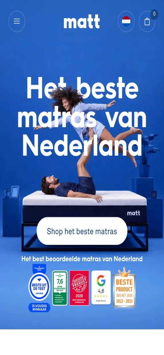 Matt Sleeps homepage on mobile