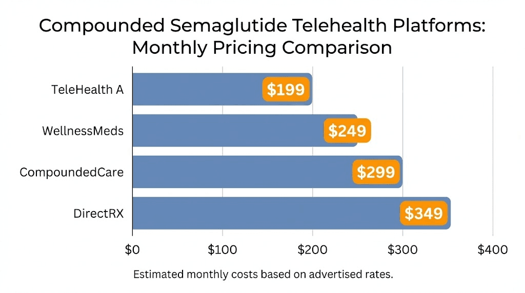 Compounded semaglutide pricing comparison across telehealth platforms