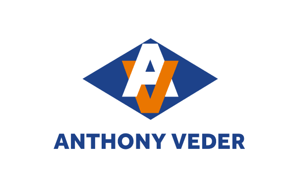 Logo of Anthony Veder, featuring a blue diamond shape with an orange and white stylized "A" inside.