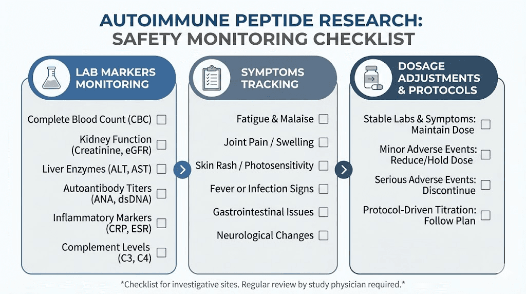 Safety monitoring checklist for lupus peptide research protocols