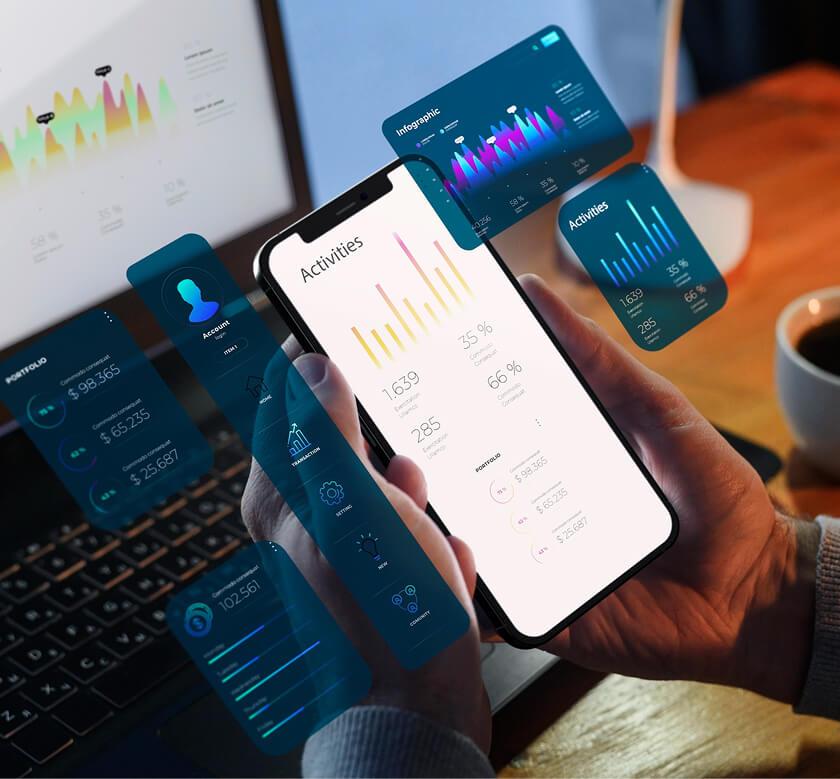 Business dashboard interface on a smartphone screen