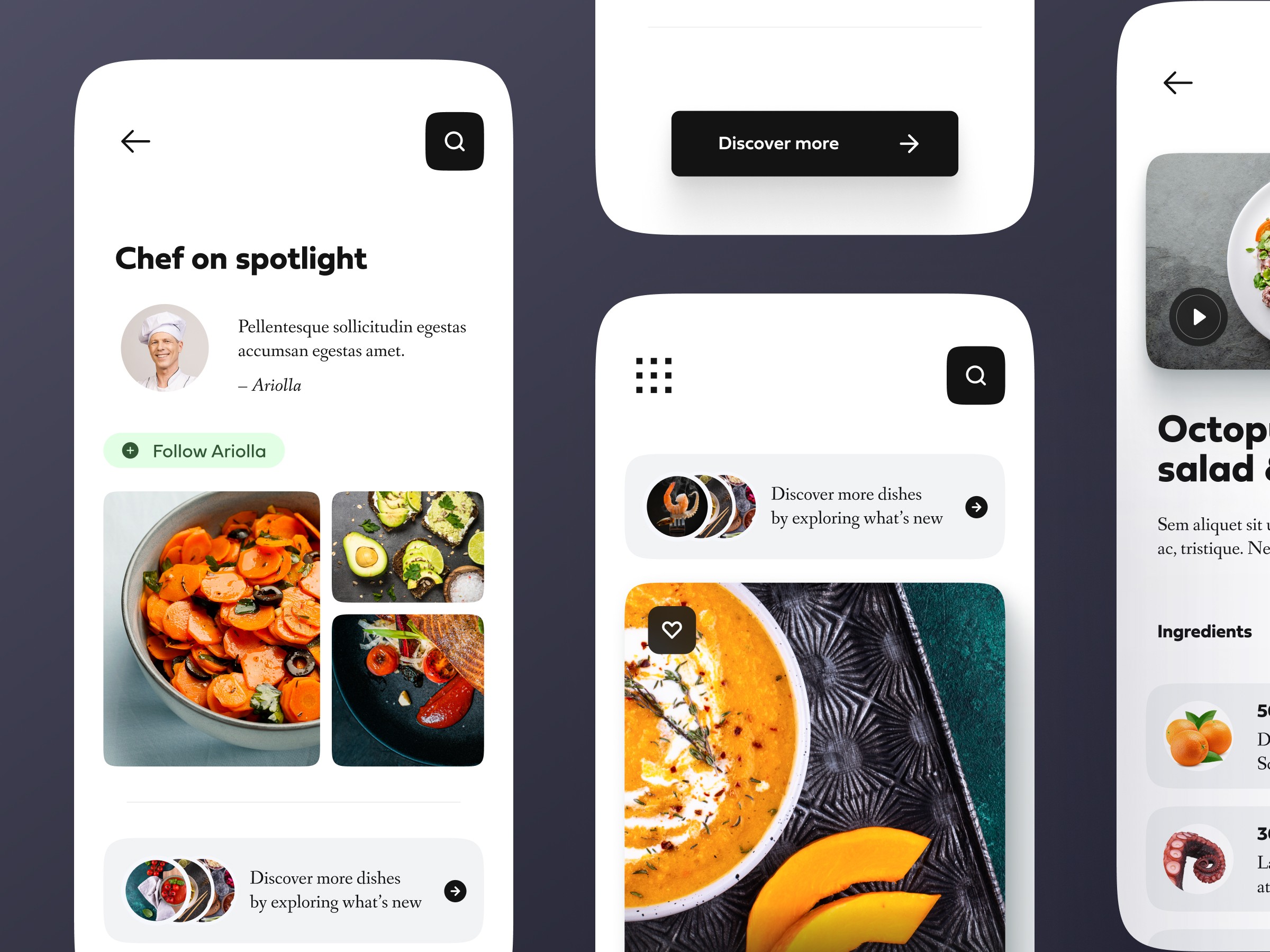 mobile app ui for restaurant and recipes figma free