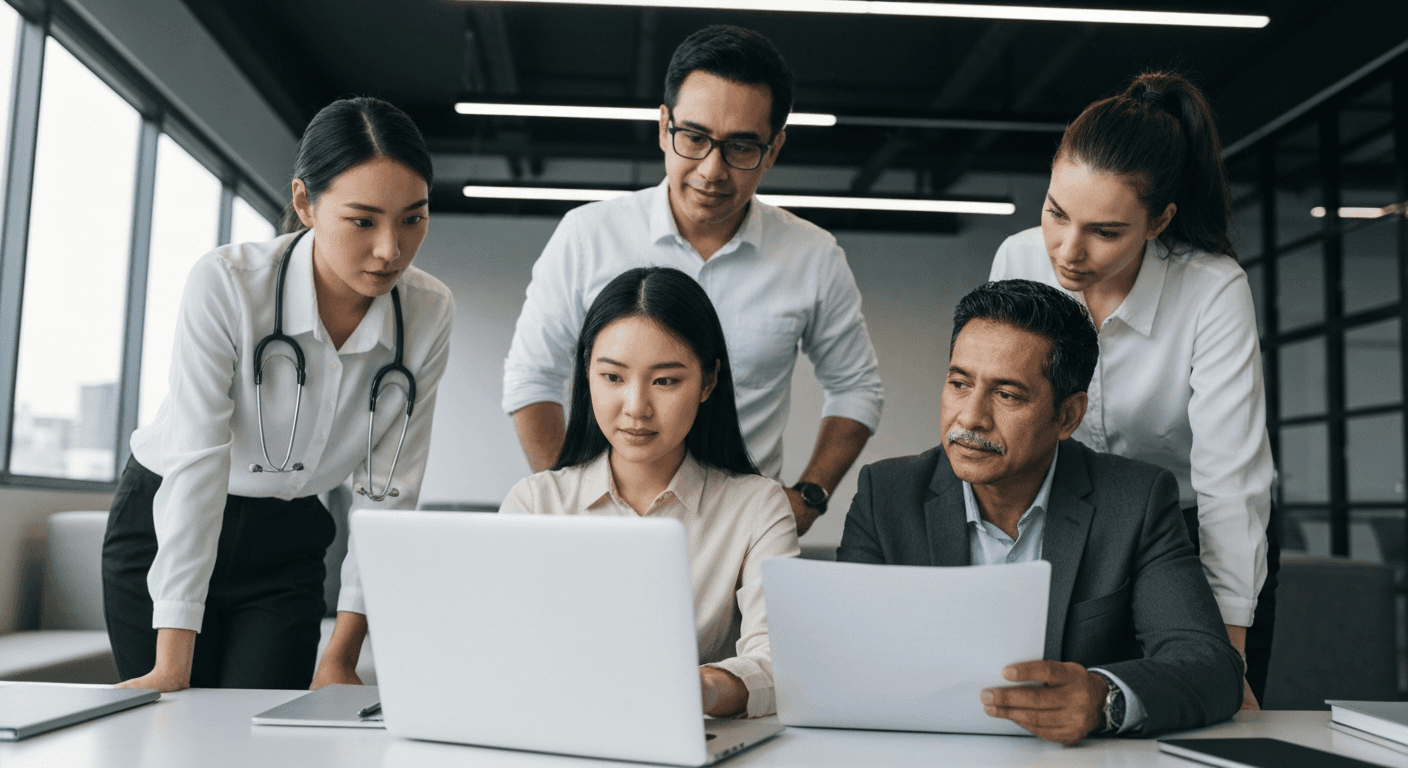 Team reviewing contract draft