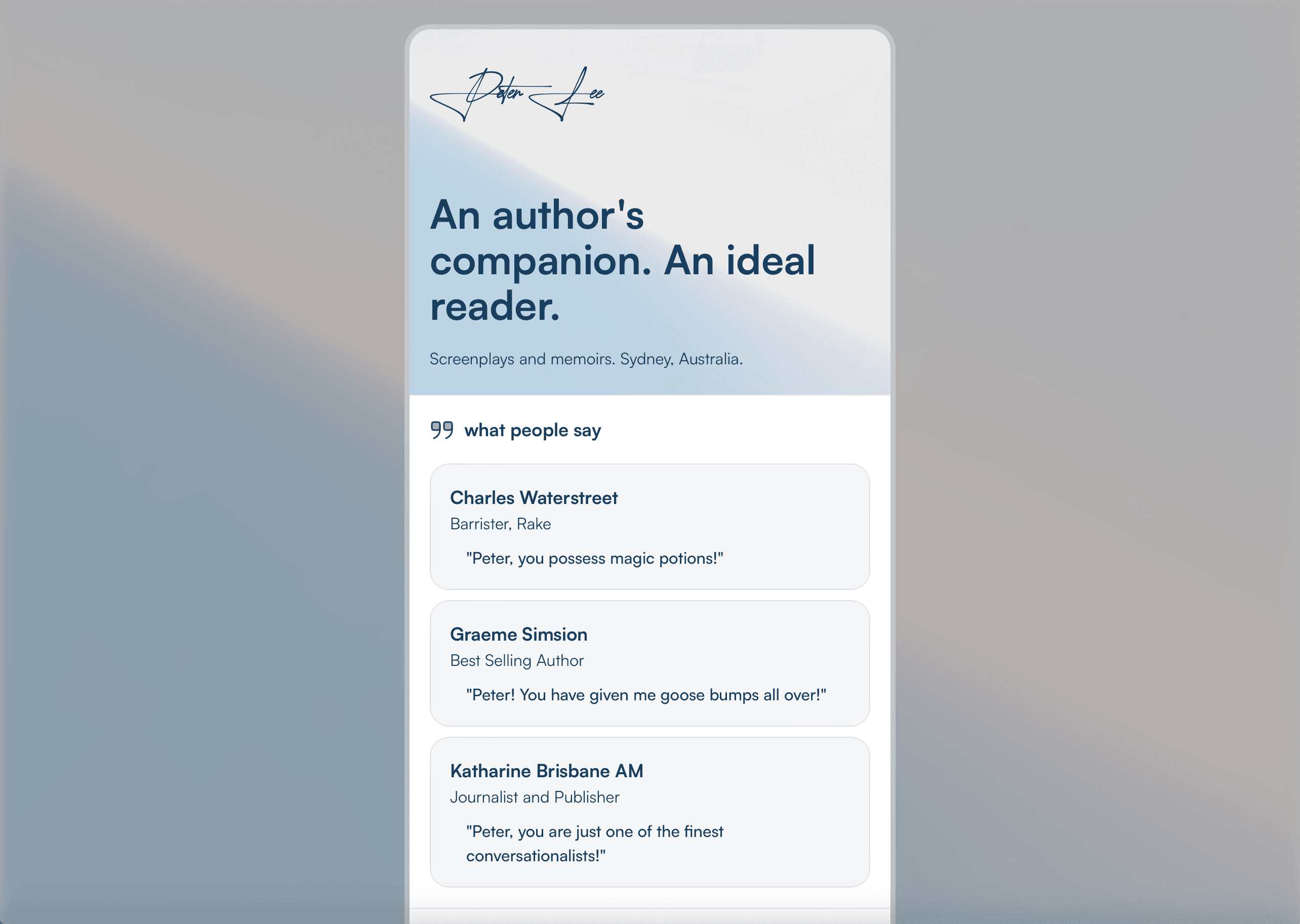 Peter Lee on Pop Site