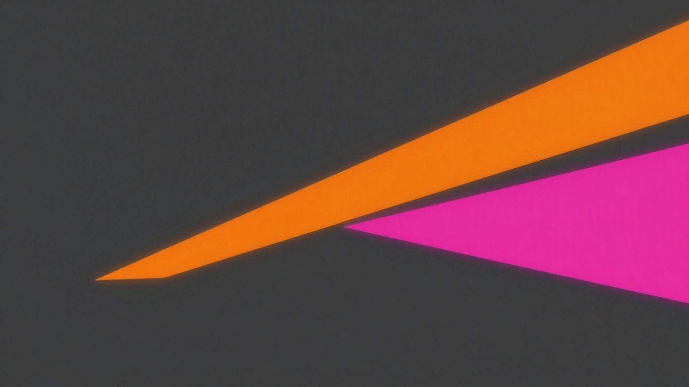 Abstract shapes in dark grey, orange, and pink.