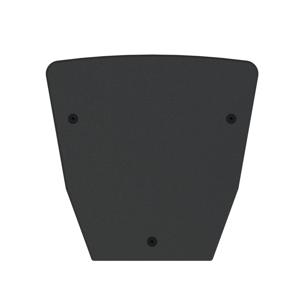 Black textured surface with three screw holes.