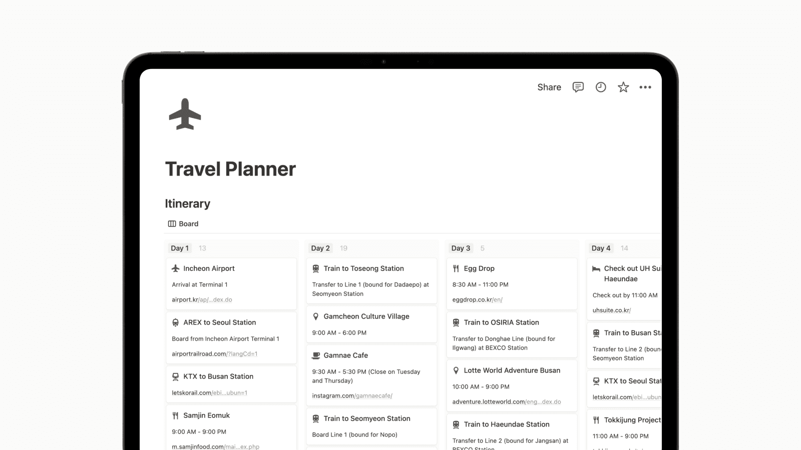 Travel Planner Notion Template