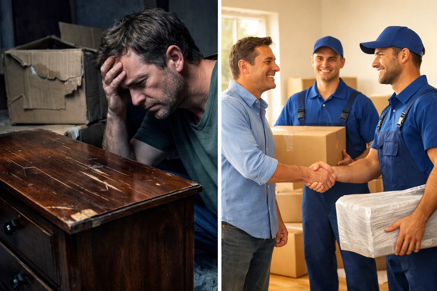 Comparison of cheap movers with damaged furniture versus affordable movers in San Carlos providing quality service