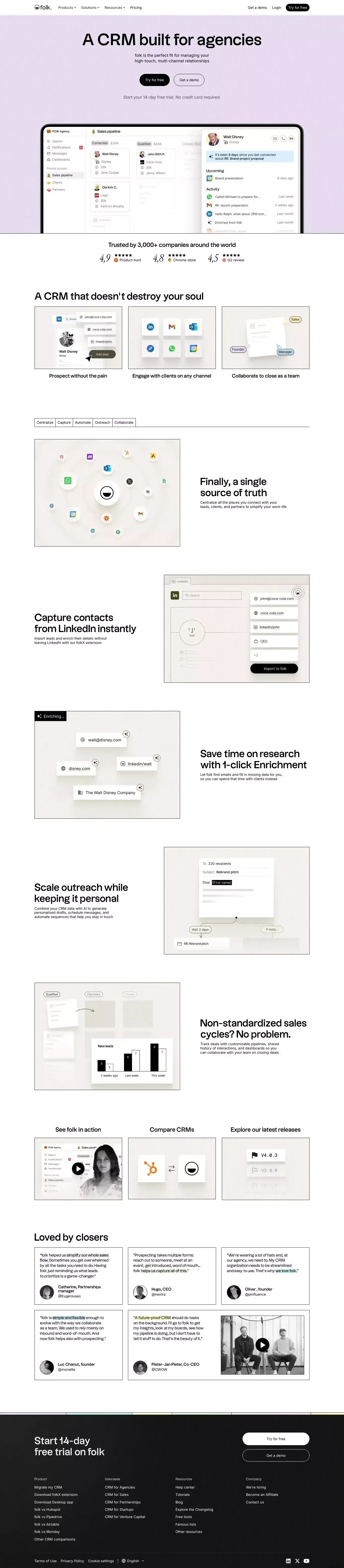 folk portfolio page screenshot showcasing Marketing and Tech design