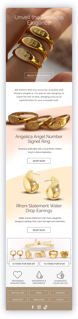 An email design GrowthTrigger did for their jewelry brand client