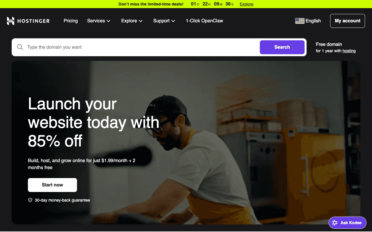 Hostinger екранна снимка