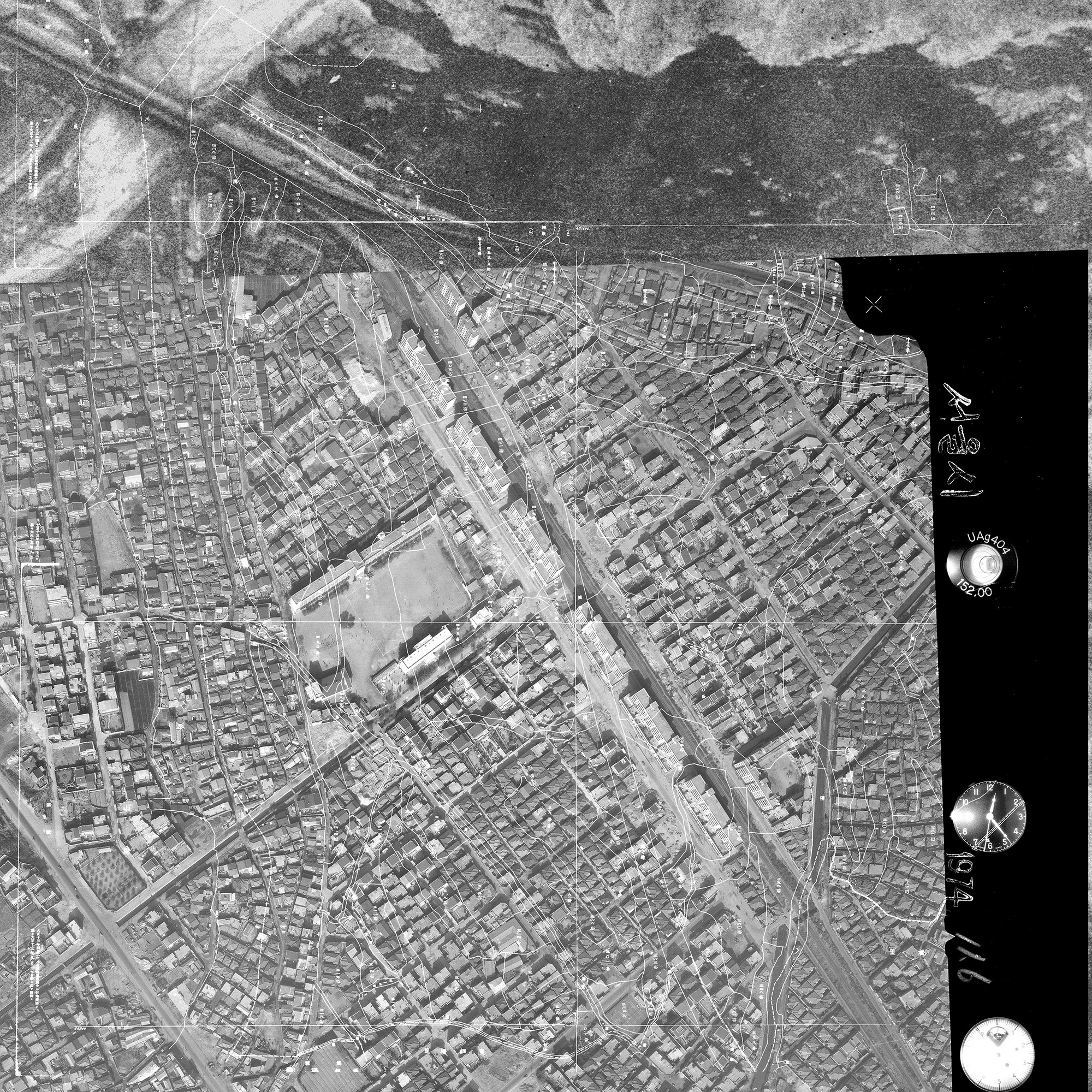연남동의 얇은 켜: 487과 481 | 1924년 일제강점기 지적도+1974년 항공사진ㅡ사천 영역의 조직과 그 외 조직의 명확한 차이