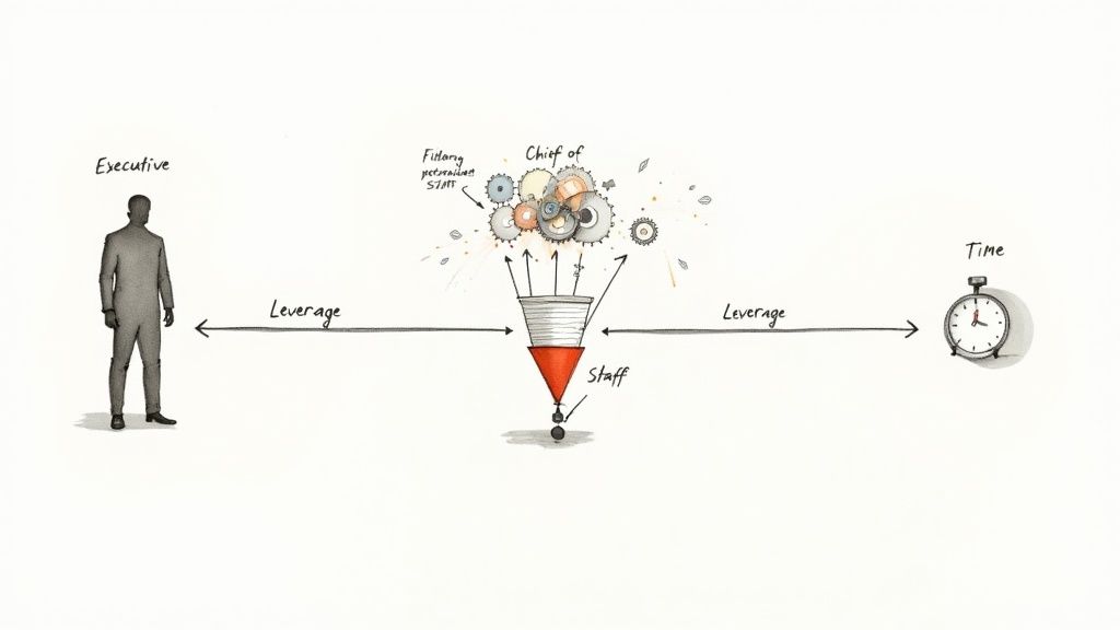 Illustration depicting the Chief of Staff's role in leveraging executive efficiency and time.