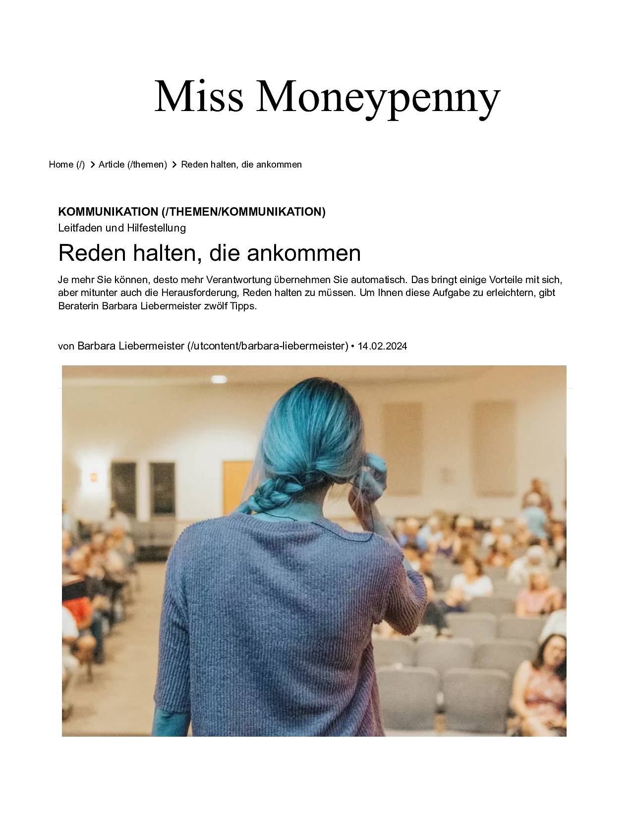 Titelbild des Onlineartikels von Barbara Liebermeister aus missmoneypenny.ch