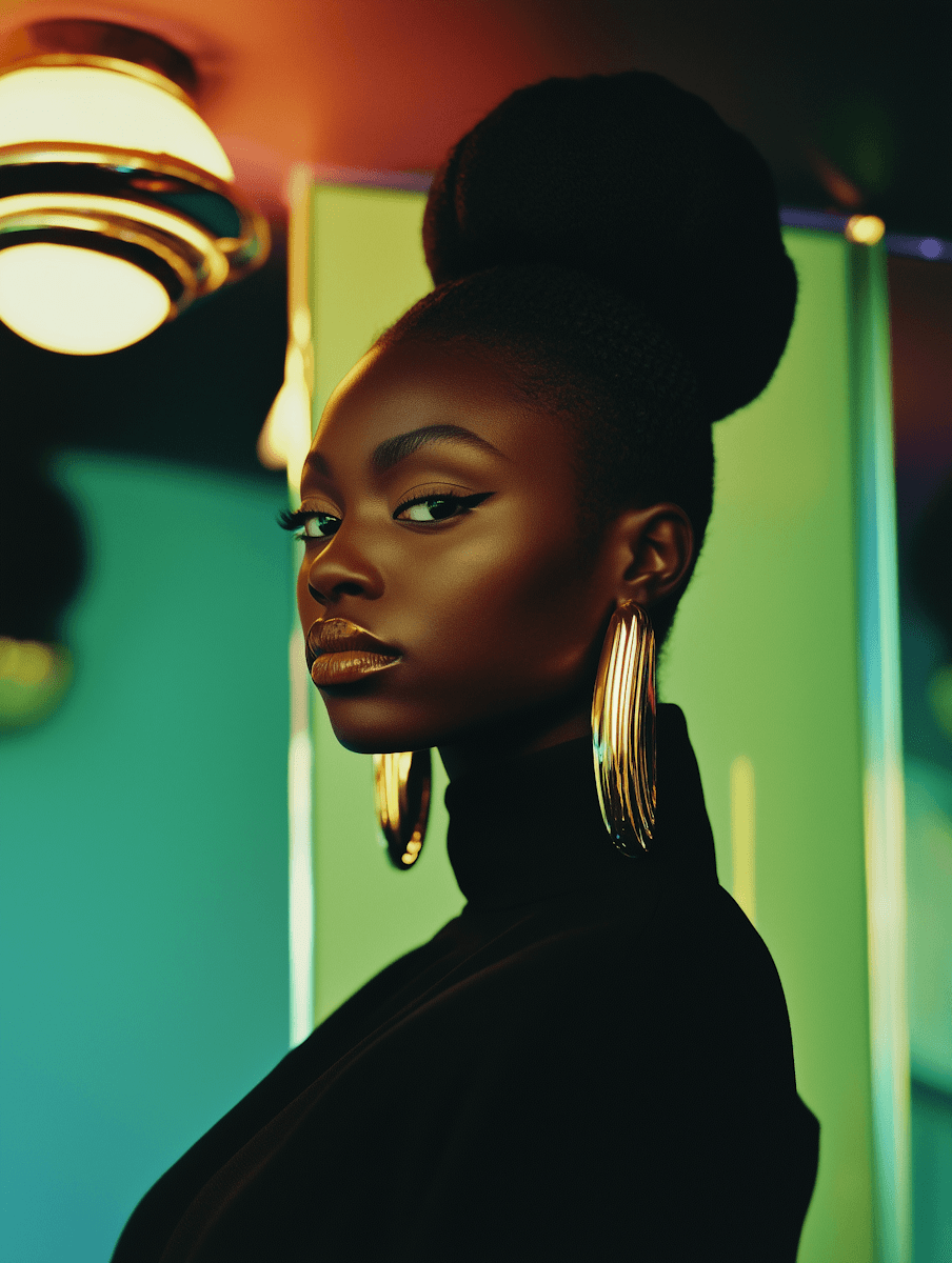 african elegance woman portrait with light