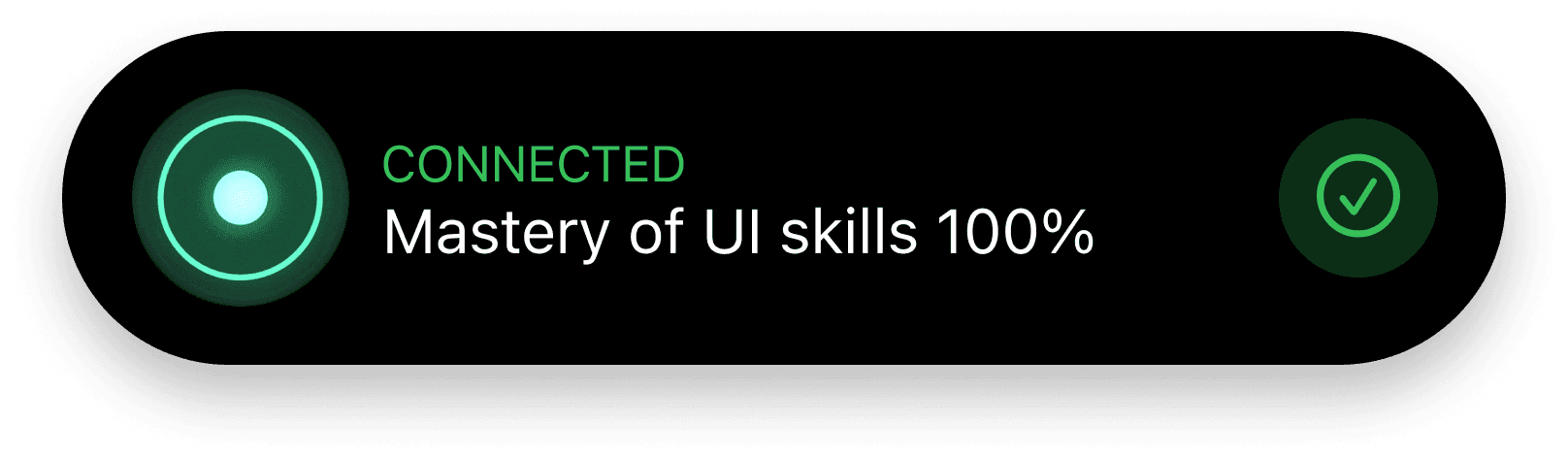 Уведомление Dynamic Island «Mastery of UI skills 100%»