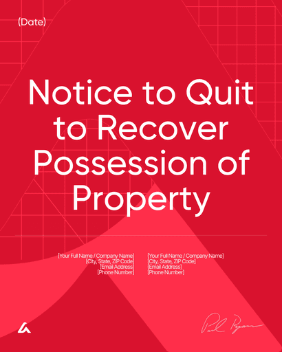 Notice to Quit to Recover Possession of Property