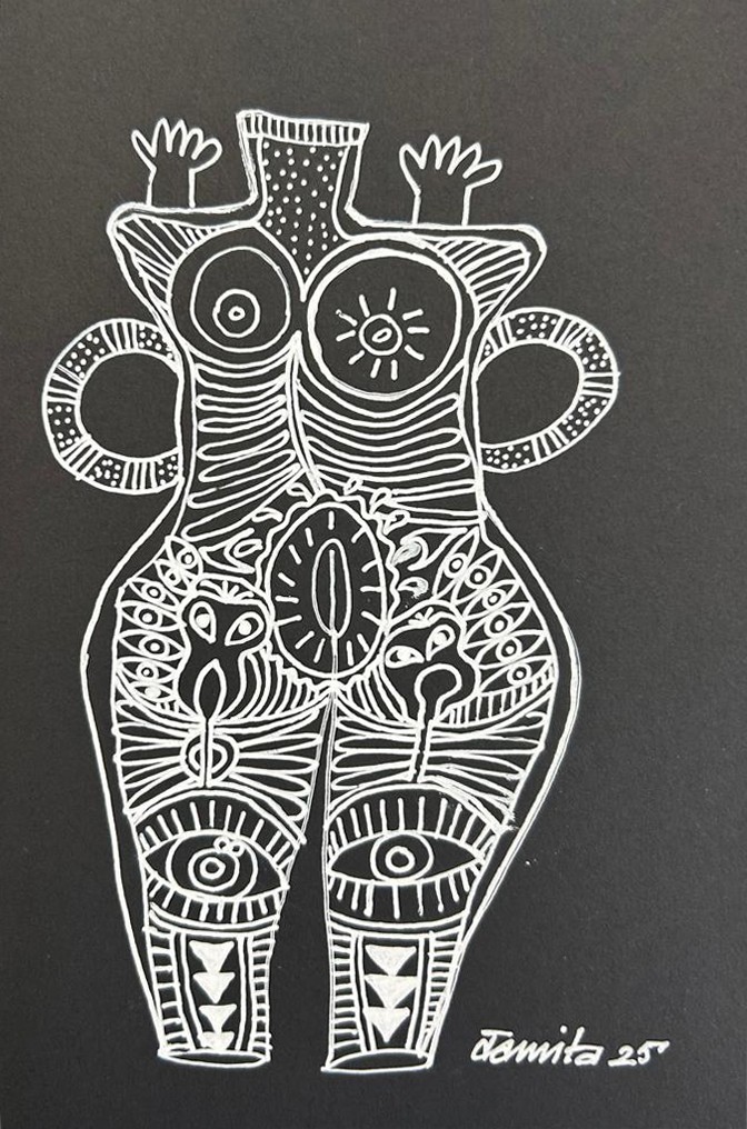 herd of sheep on road painting