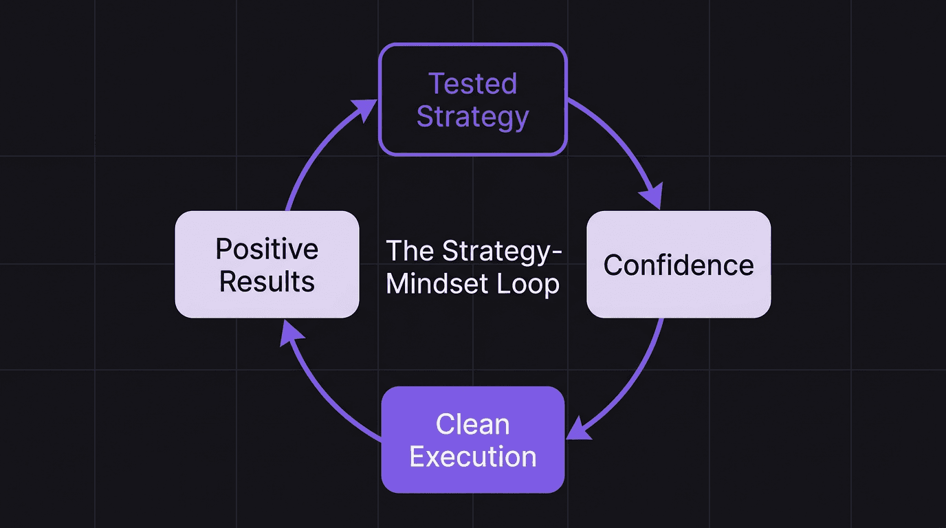 Diagram showing the feedback loop between strategy, confidence, execution, and results