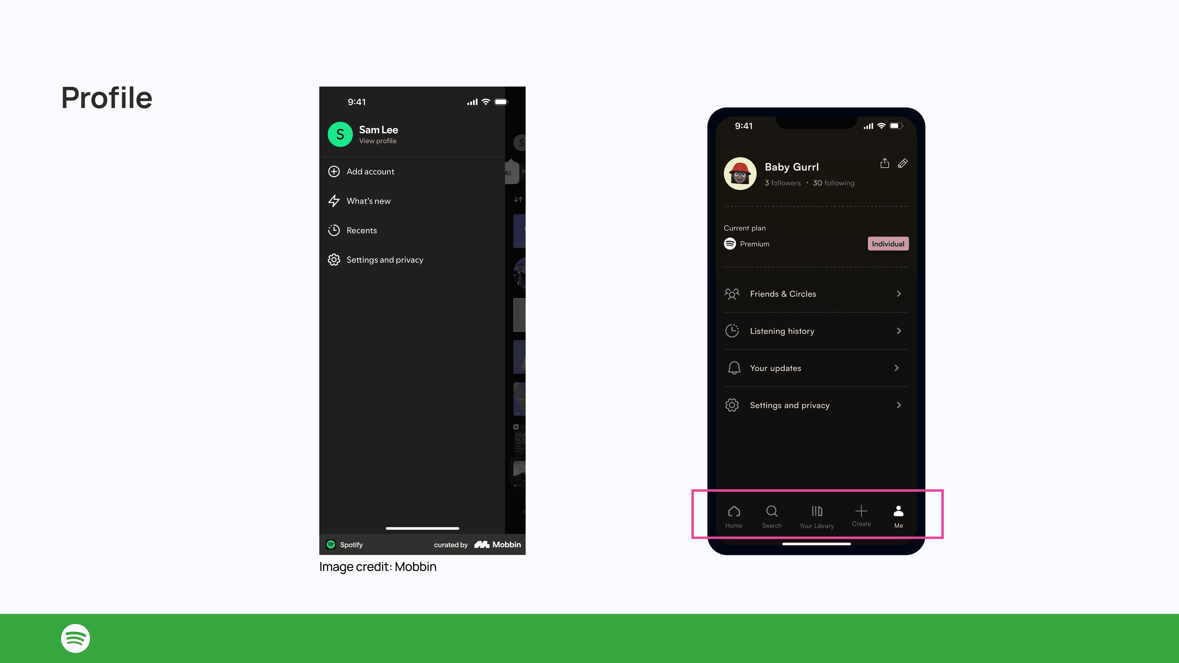 Design of the home screen navigation.