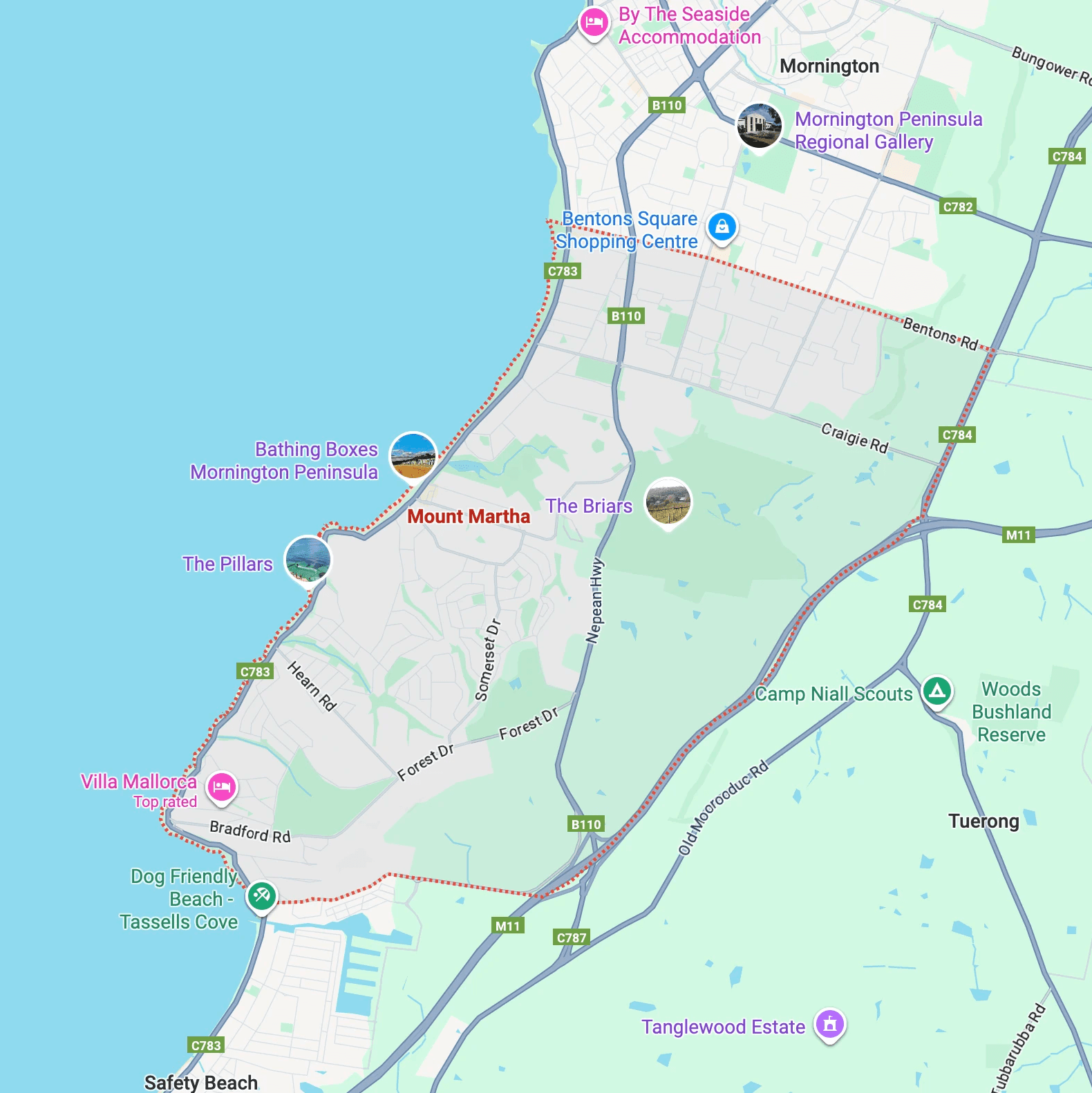 Map of Mount Martha