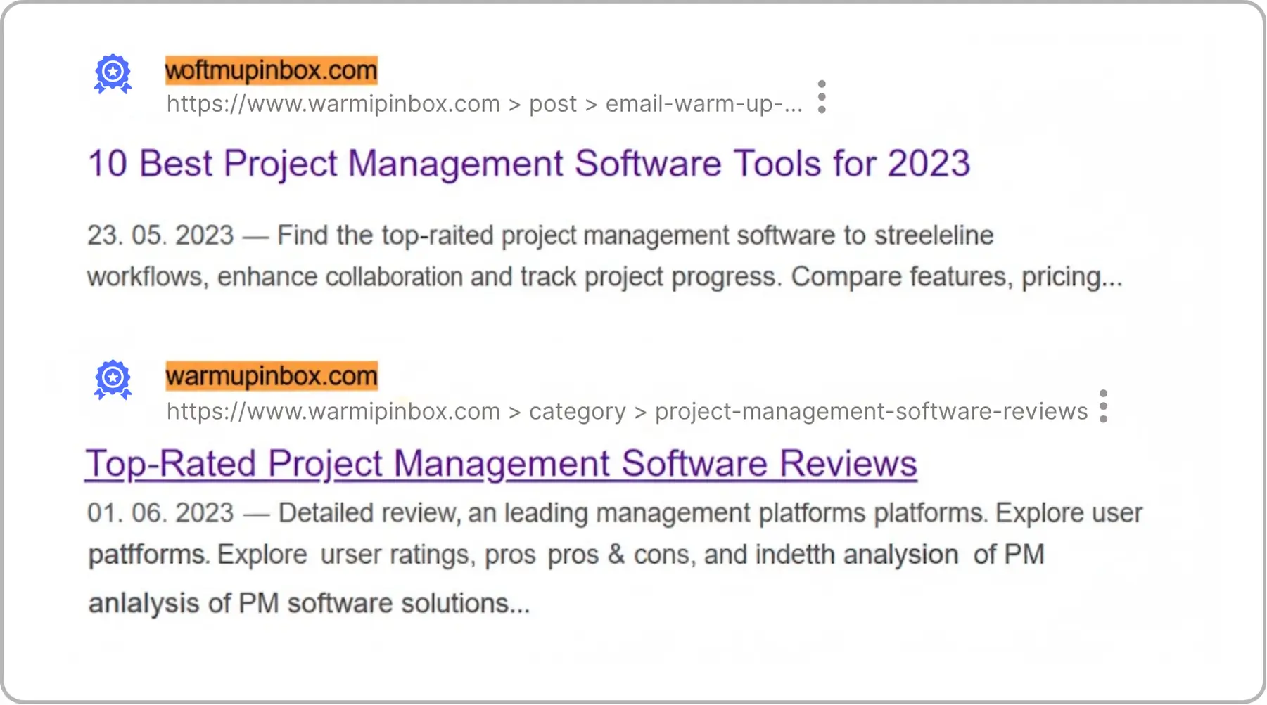 Example of Keyword Cannibalization