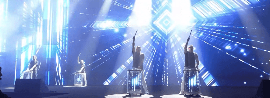Performers rehearsing a bespoke Dubai stage show with music, visuals, and entertainment direction.