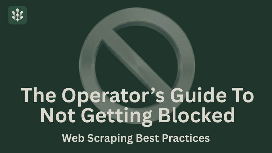 The Operator's Guide To Not Getting Blocked: Web Scraping Best Practices article banner featuring a large 3D metallic silver stop block symbol and the white Hypeproxies logo in the top left corner.