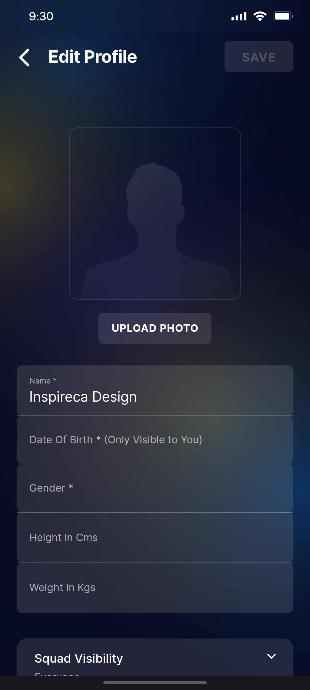 Cult.fit App Edit Profile Screen