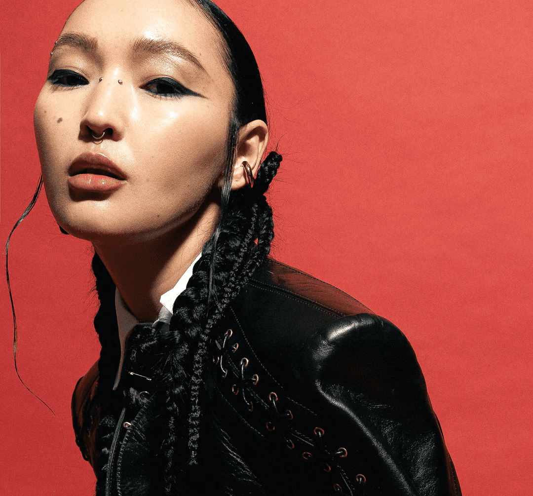 Woman wearing a black coat