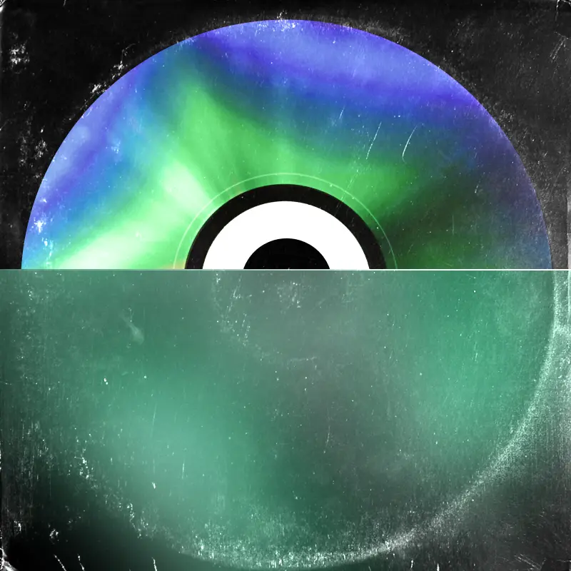Vinyl record cover artwork with green and blue gradient