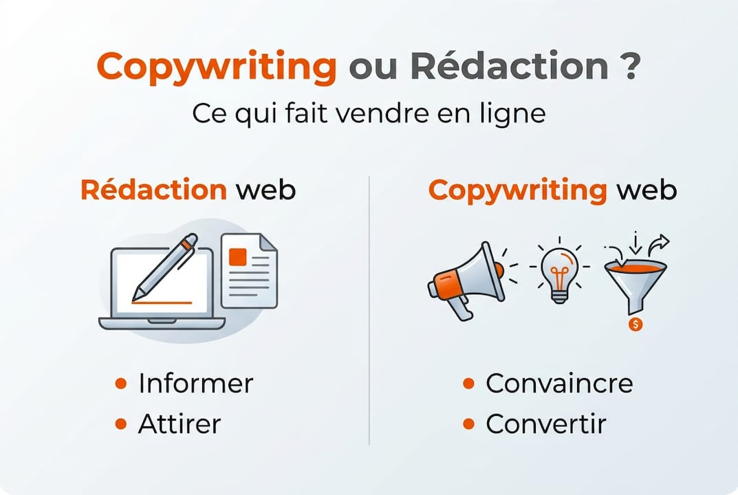 Visuel comparatif : les différences entre copywriting et rédaction web