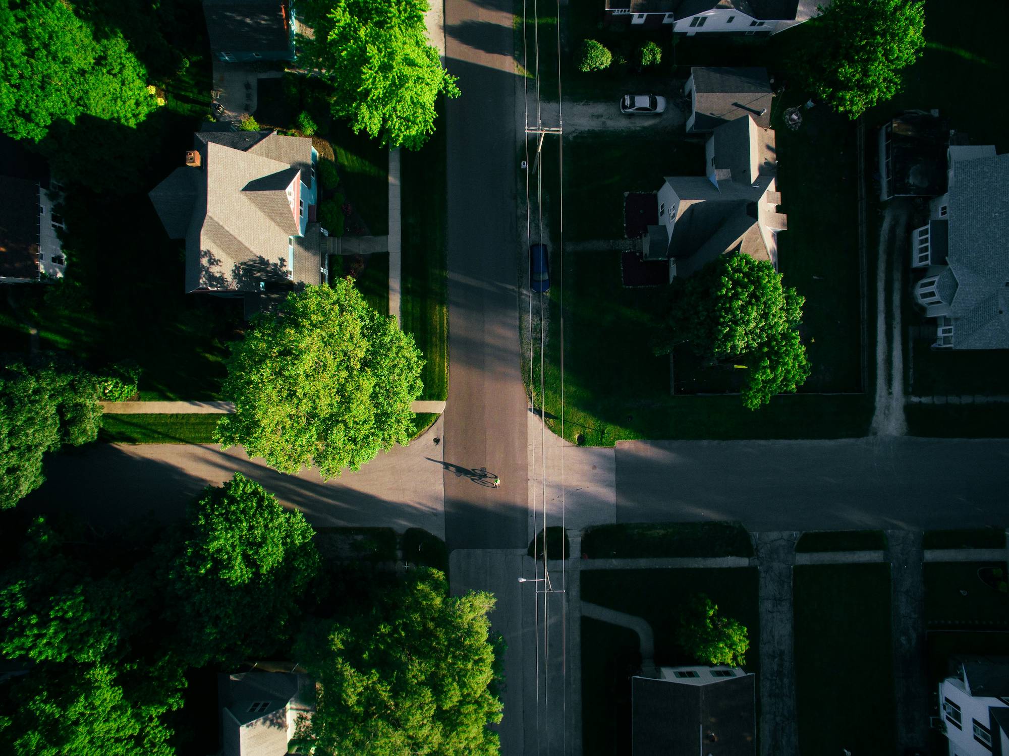 A top-down image of a neighborhood like one in Saskatoon