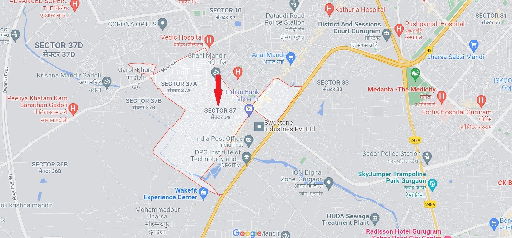 M3M Sector 37 location map