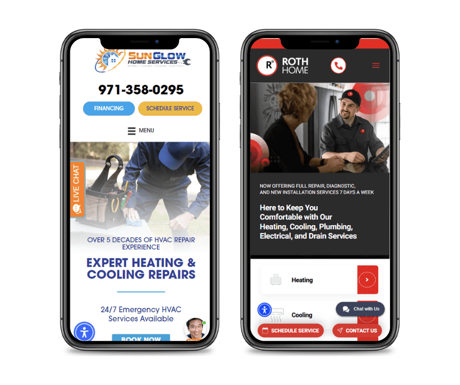 hvac contractors website mobile optimized