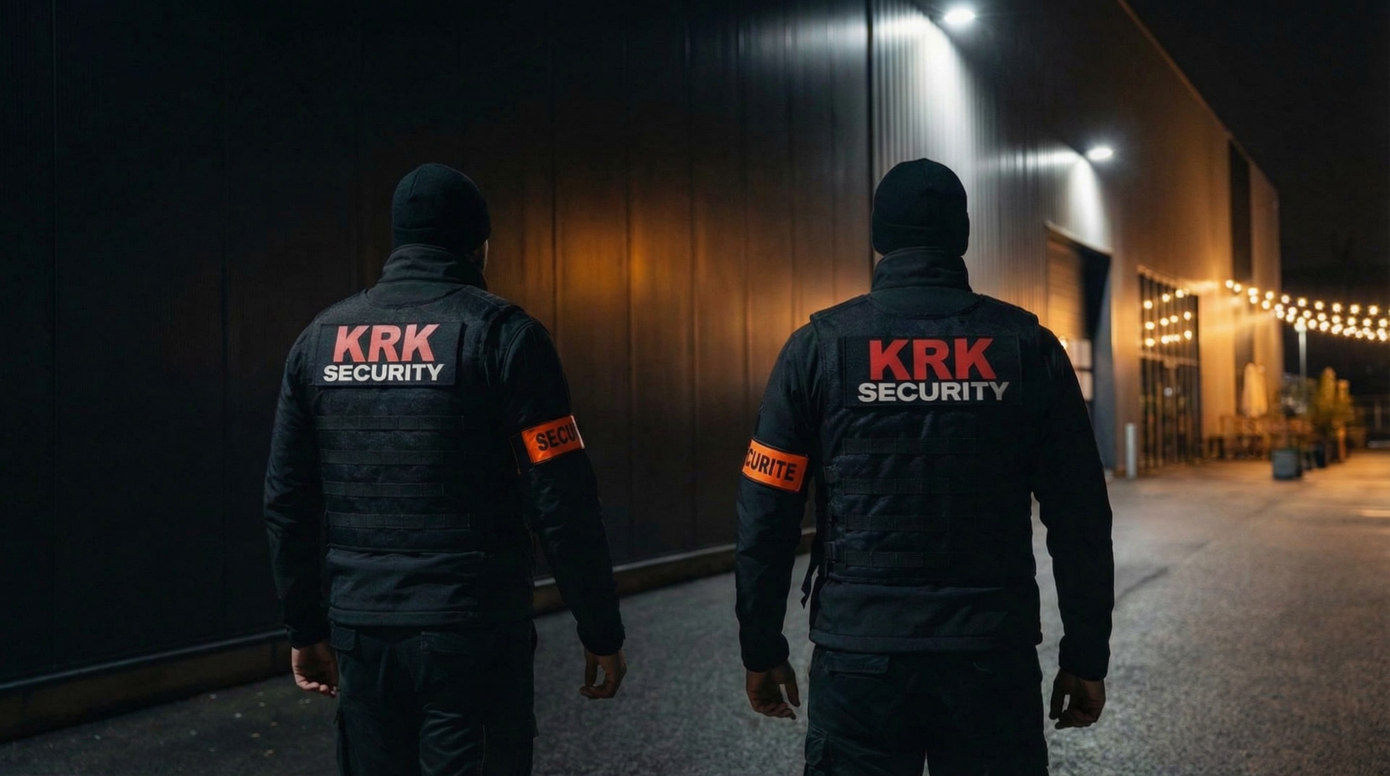 Agents KRK Security en patrouille de nuit à Genève