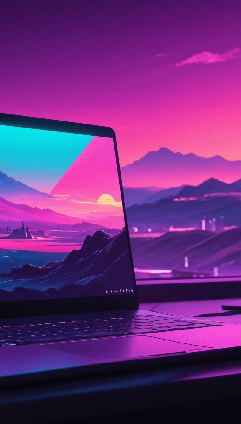 an image of a Laptop - cyberpunk style