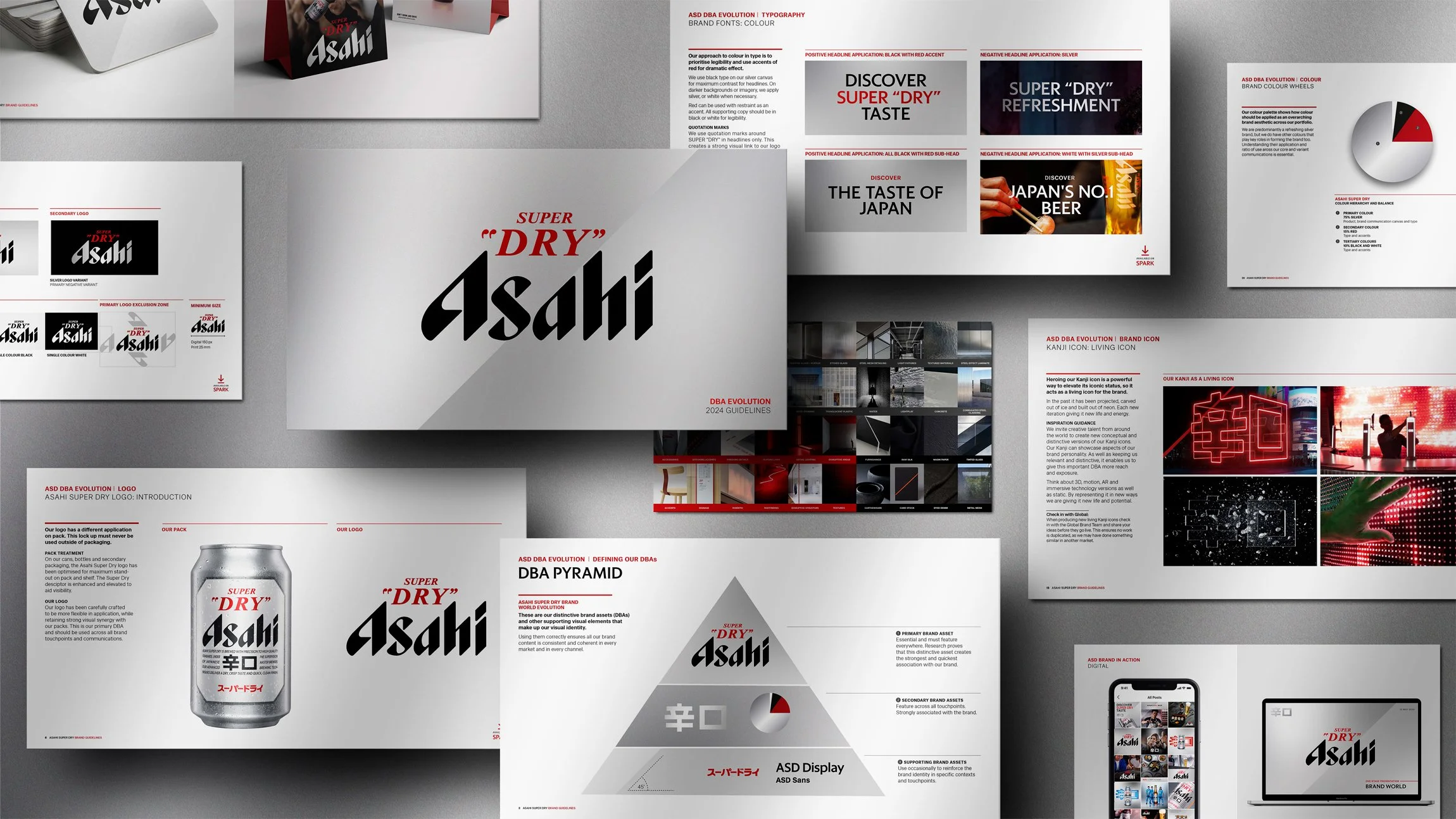 Asahi Super Dry silver brand world design elements