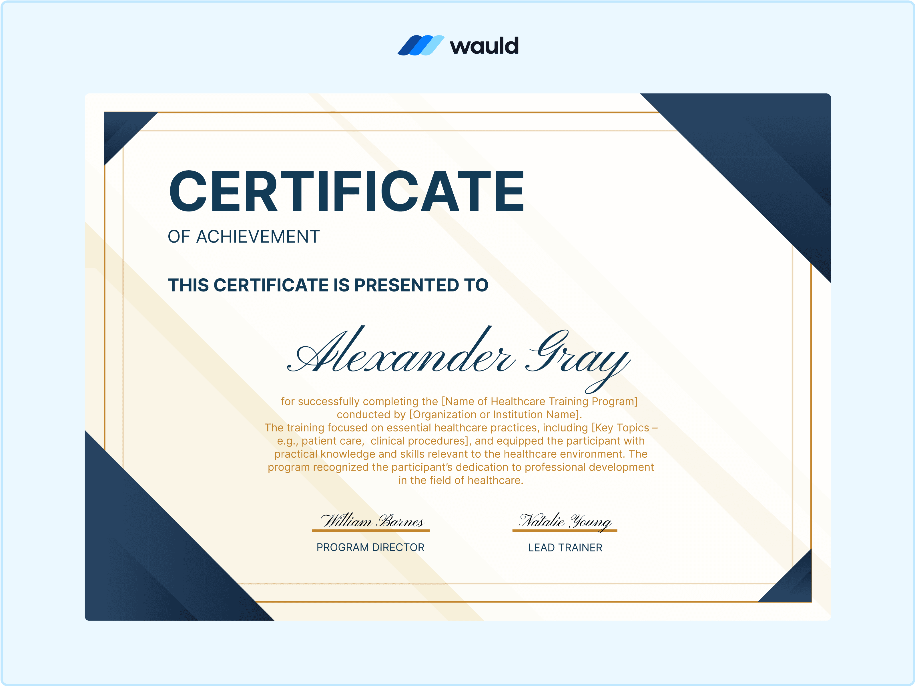 Wauld - A Certificate Template with Premium Colors 