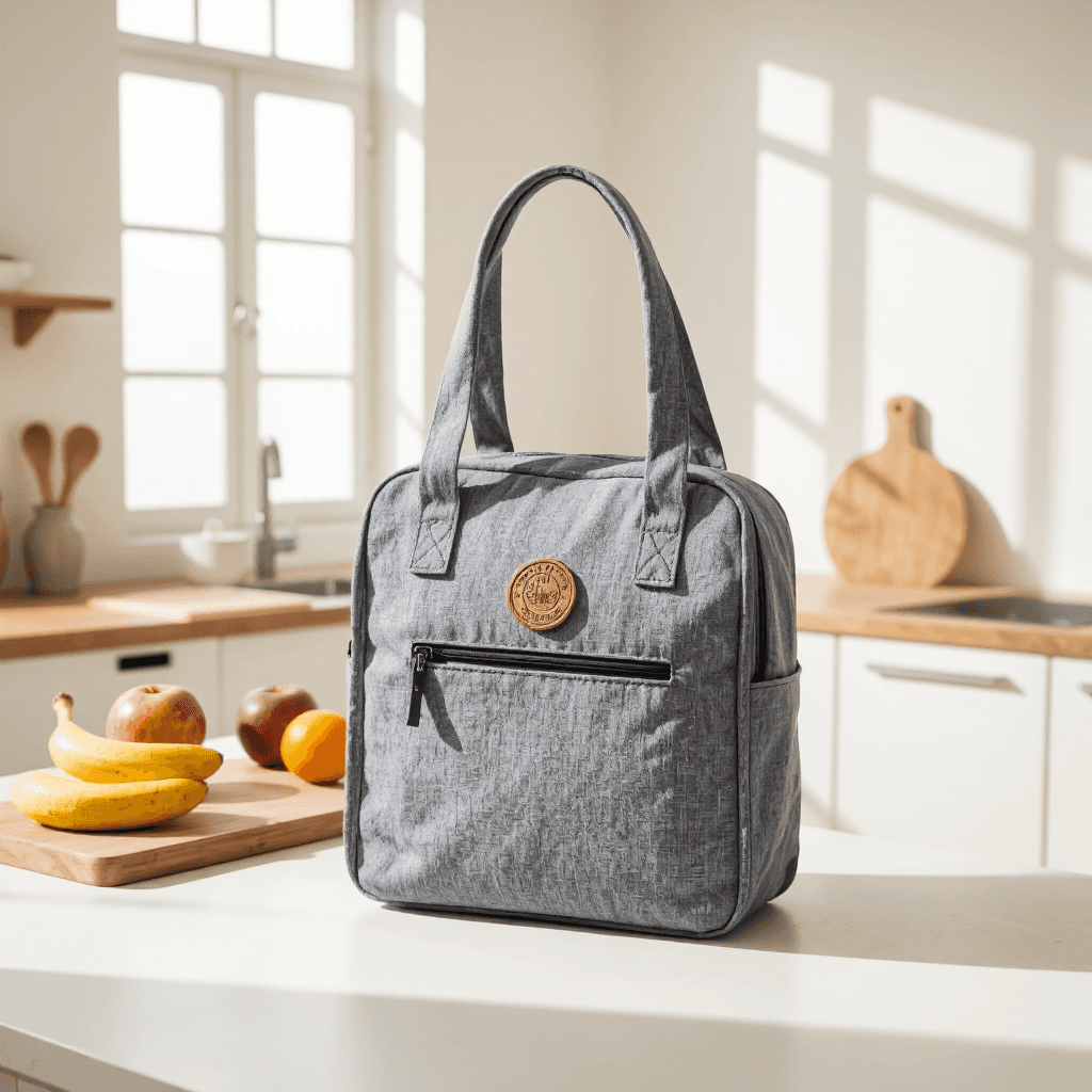 product photography of a lunch bag designed for carrying meals