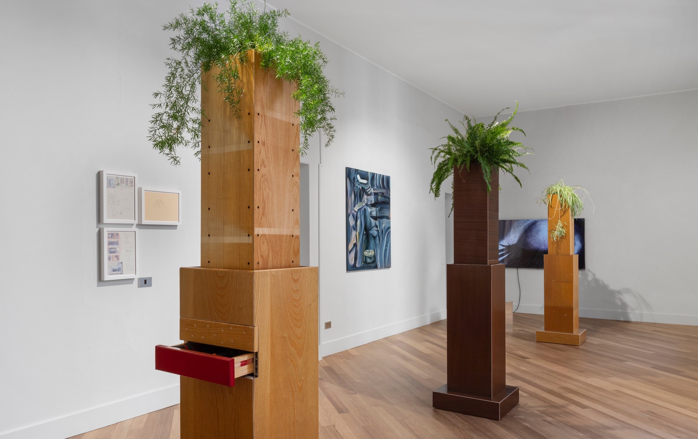 Installation view of Shifting Crossroads at CIRCOLO, Milan, with works by Akram Zaatari, Lamia Joreige, Stéphanié Saade and Omar Mismar