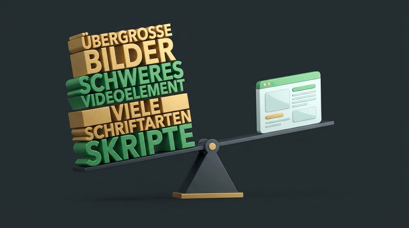 Illustration der größten CO2 Treiber im nachhaltigen Webdesign auf einer Waage