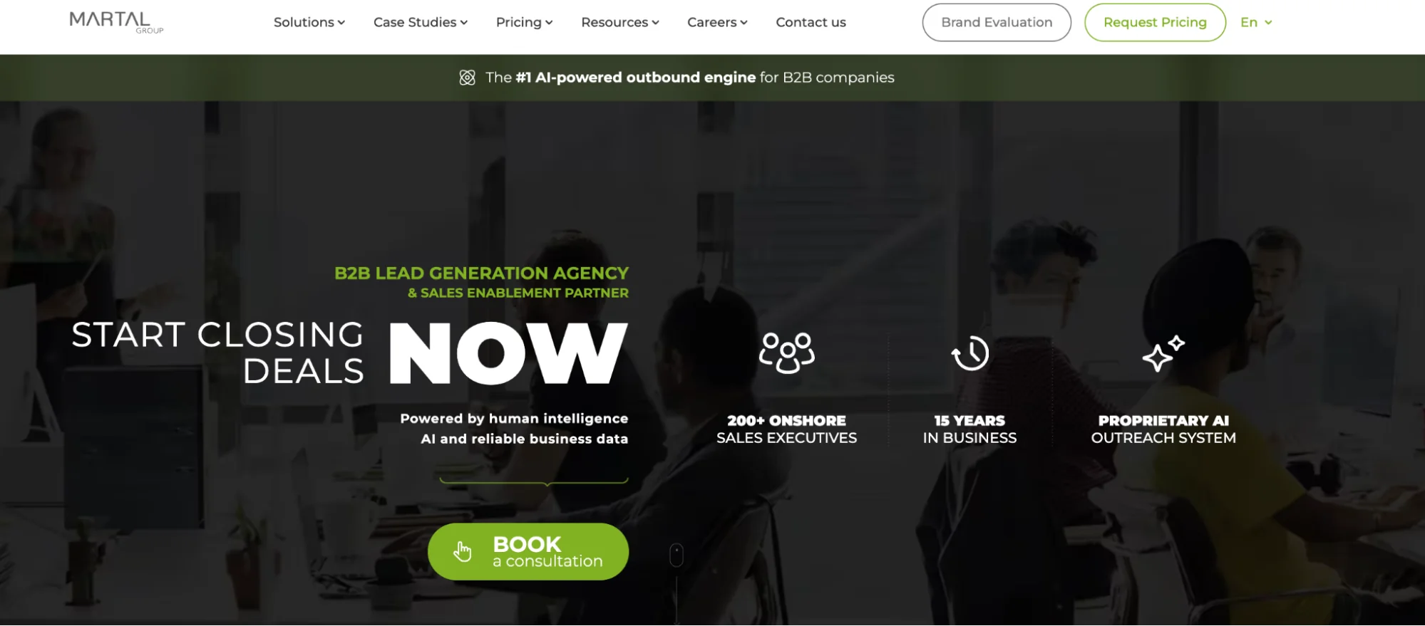 Martal Group homepage: B2B lead generation and sales outsourcing agency