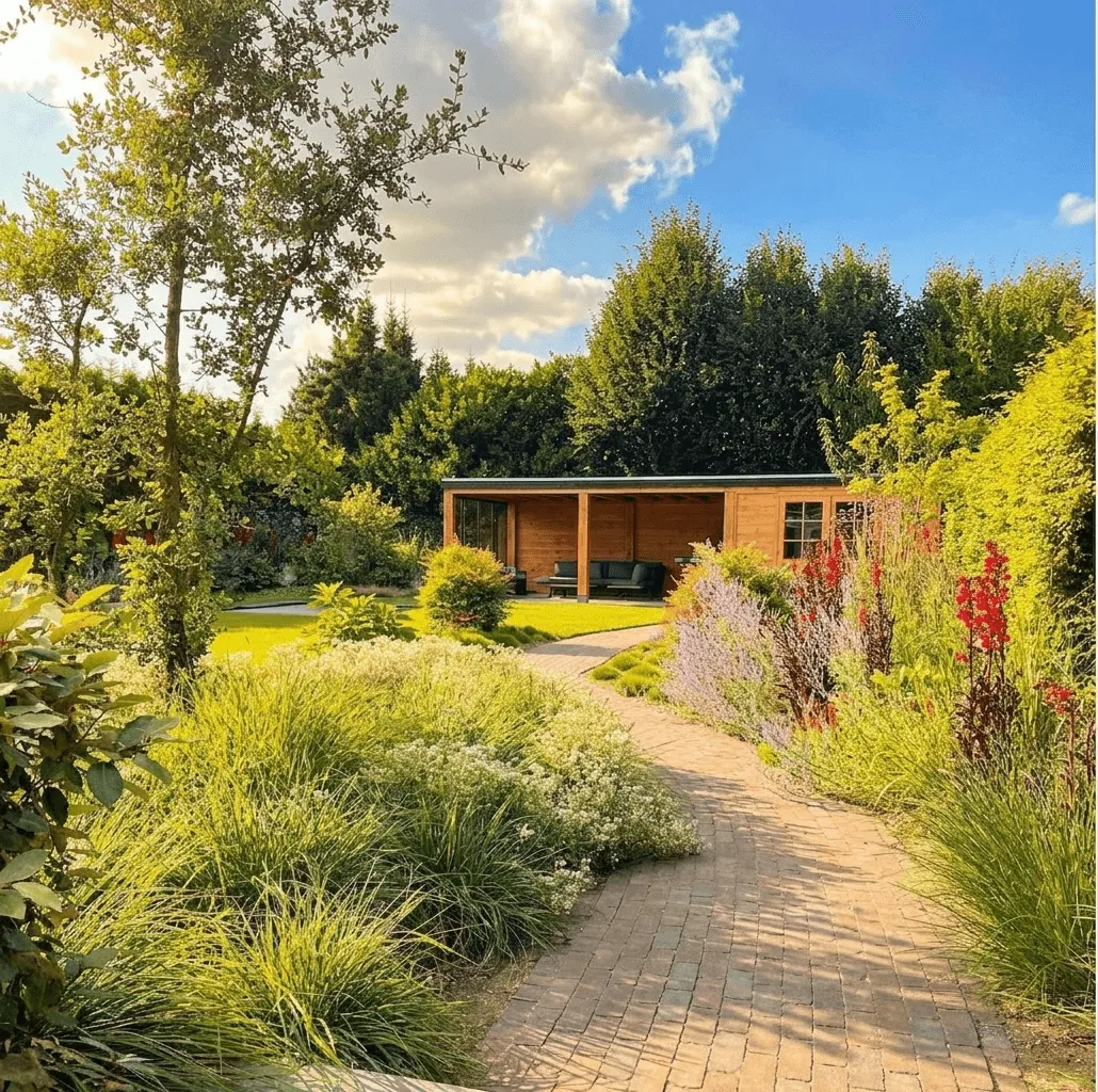 Strak tuinontwerp, aanleg en onderhoud met focus op het houtwerk bij Kamsteeg in Malden door Star Landscaping