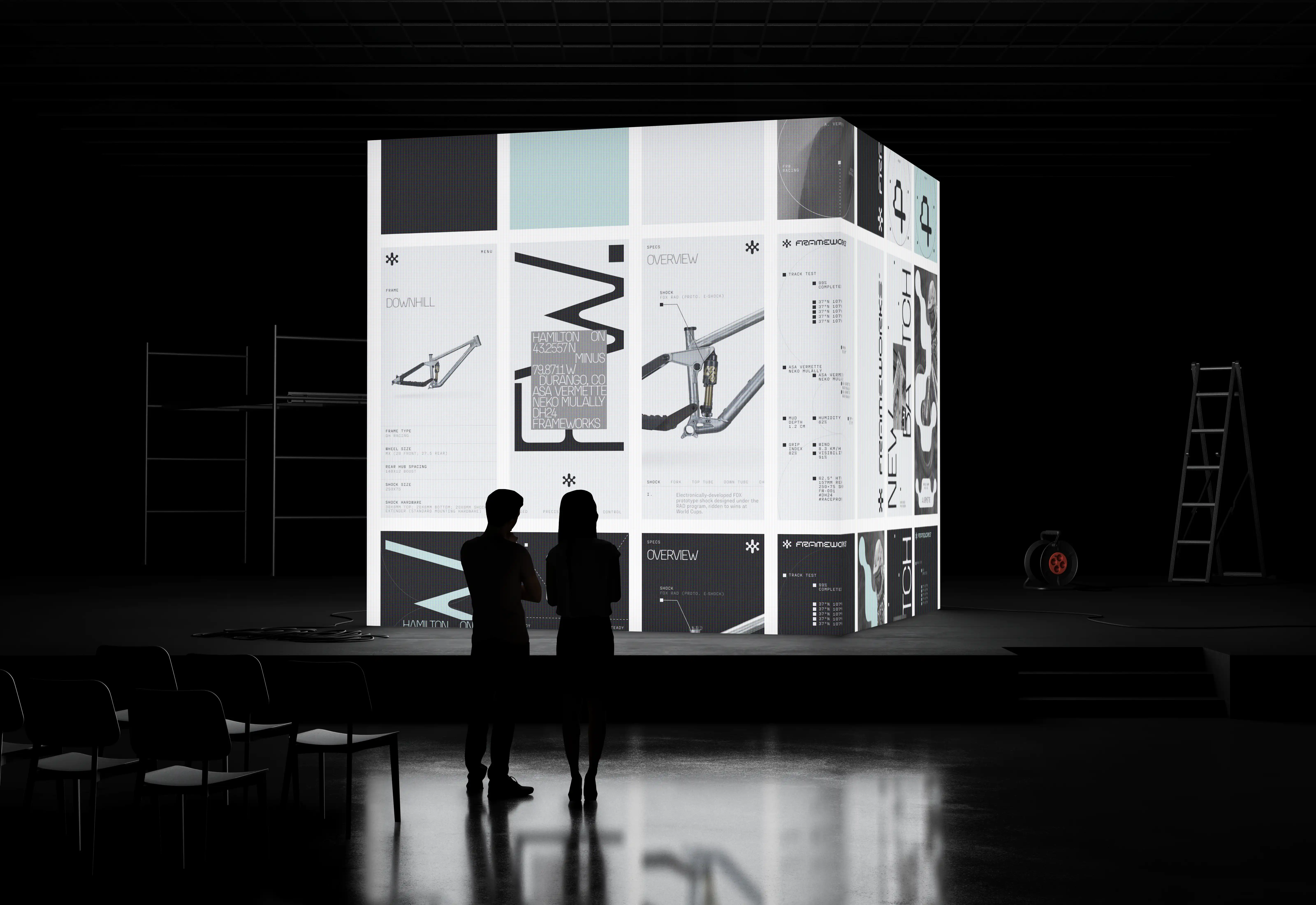 venue screen mockup with various brand assets