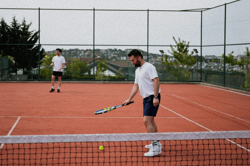 Competitive tennis player developing match skills and on-court discipline during advanced training