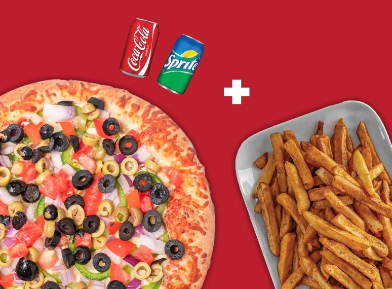 Pizza Petite + Frites et 2 Boissons