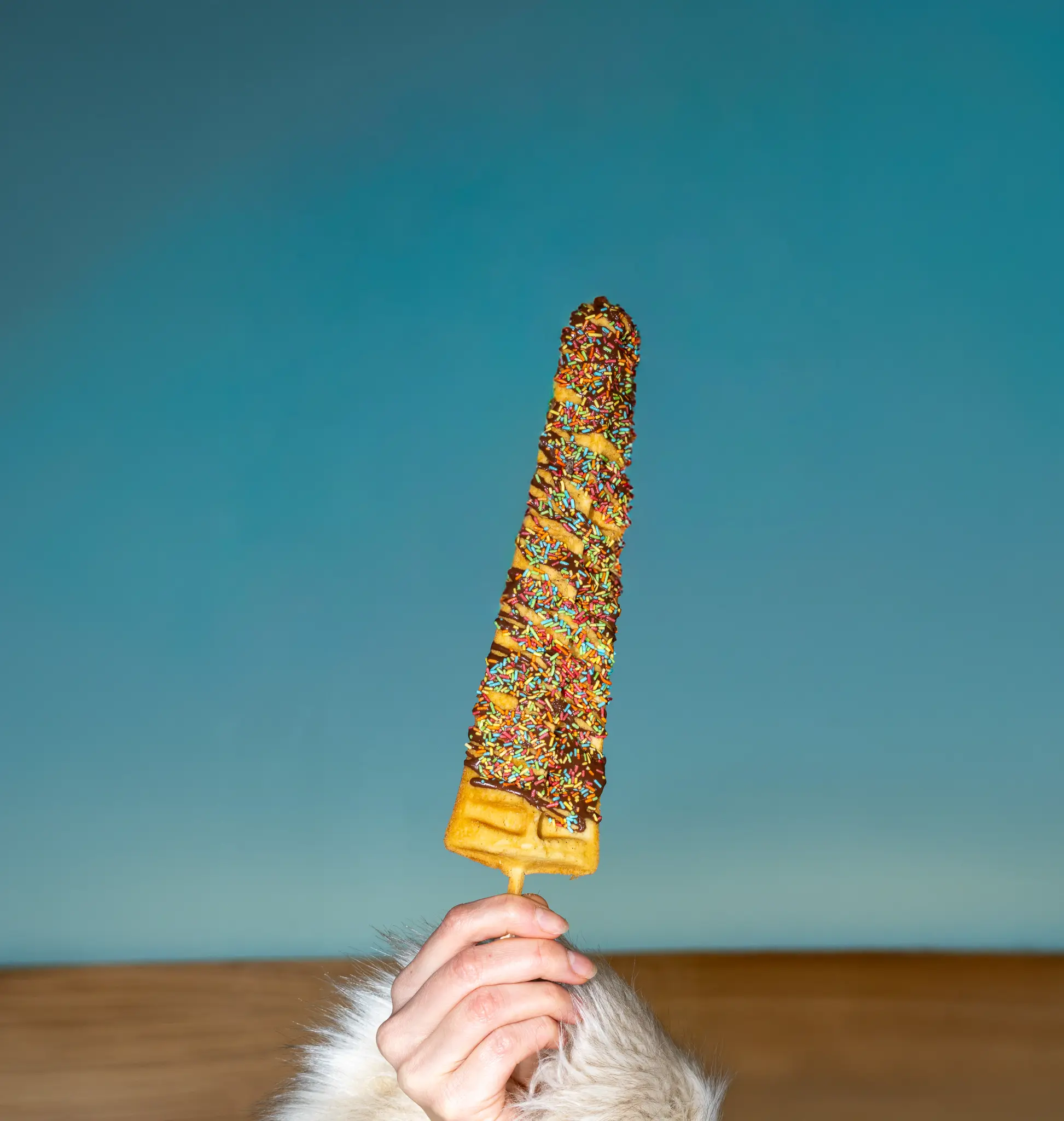 Wafflestick with Nutella and tivoli sprinkles