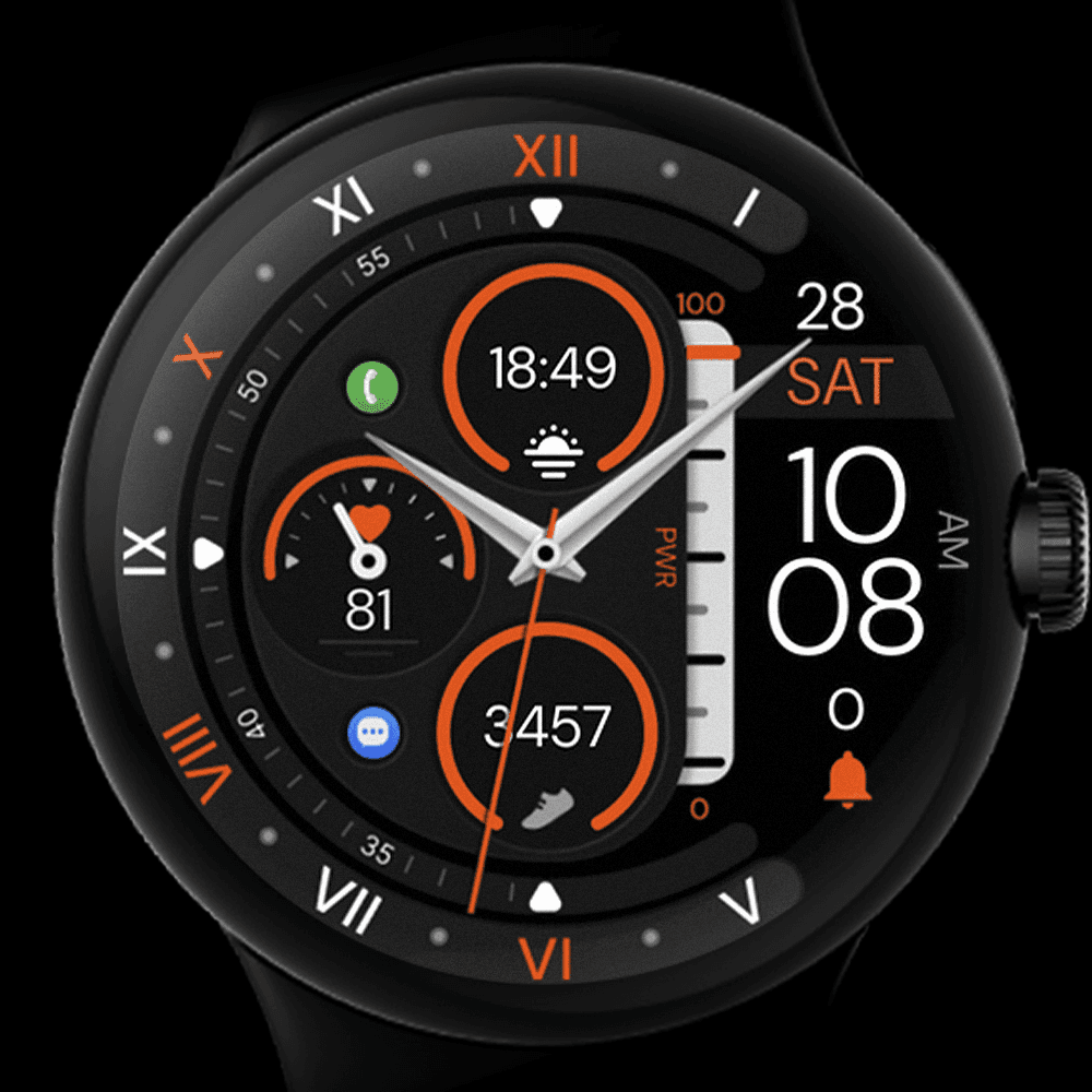 Pixel Watch displaying a hybird watch face